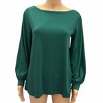 MAKARTHY Long Puff Sleeve Boat Neck Tee Shirt Tunic Top Womens Small Green Photo 2