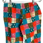 Disney  Parks Mickey Mouse Lounge Pants M Multicolored Patchwork Elastic Waist Photo 3