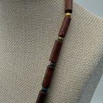 Wood Beaded Necklace Chunky Gold Tone Accent Statement Jewelry Brown Photo 2