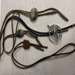 VINTAGE LOT 4 Women's BOLO Faux LEATHER FABRIC Natural Stones + Silver Photo 0