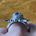 White Buffalo Turquoise Sterling Silver Feather Ring Size 7 Black Photo 1