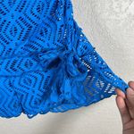 Becca Re Virtue One Piece Swimsuit Skirt and Coverup Blue Crochet Photo 3
