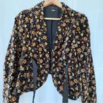 Free People Nicolette Velvet Floral Blazer with Bow black gold Photo 4
