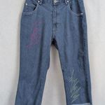 Vintage Embroidered Denim Capris Size 8 Blue Photo 0