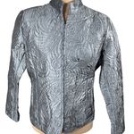 Chico's  Quilted Jacket Silver Gray Size M Medium (1) Mock Neck Full Zip Photo 0