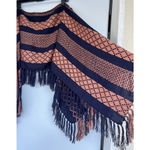 Free People Boho Western Fringe Poncho Geometric Weave Pattern Wrap Shawl OS Photo 4