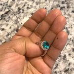 Australian Crystal Oval Stone Ring Dipped In White Gold M! So Pretty And Sparkly! Brand New’ Green Photo 6