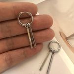 Metal Bar Dangle Drop Earrings for Men Women Streetwear Hip Hop Unisex Style Silver Photo 5