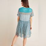 Maeve Anthropologie  teal chiffon mini dress size small Photo 15