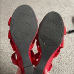 Jaclyn Smith  Red Strappy Wedge Sandals Size 9 FAIR CONDITION Photo 8