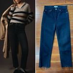 RE/DONE 70s High Rise Stove Pipe Black Jeans Washed Noir Denim Button Fly Sz 26 Photo 2
