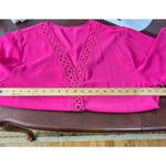 Womens Top M Pink V Neck Pullover‎ Short Sleeve Top Casual Careerwear Flowy Size M Photo 4
