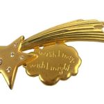 Vintage JJ Artifacts 3" Shooting Star Rhinestone Wish I May Silver Metal Brooch Gold Photo 1