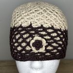 Prana Beanie Hat Tan Brown Crochet Knit Flower Winter Boho Neutral Cute Casual Photo 0
