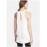 Elizabeth and James Size Medium White Fringe Sleeveless Blouse tank top Silk Photo 1