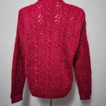 Vintage Portraits Northern Isle Red Mohair Blend Pointelle Cardigan Size Small Photo 3