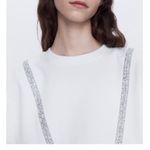 ZARA  Shiny Sparkly Silver White Crewneck Sweatshirt  Photo 3