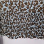 Urban Outfitters Cropped Blue & Brown Floral Cardigan, Smocked Waist Photo 5