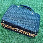 1950s/1960s Vintage Dena of Dallas Woven Straw Purse Black Photo 6