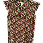 Adrianna Papell Women Small Floral Round Neckline Keyhole Button Flutter Sleeve Photo 1