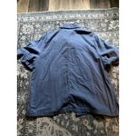 Vintage Embroidered Linen Denim Button Up Top 1X Floral Cottage Granola Heritage Blue Photo 4