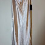 Lulus NWT‎  Inspire Romance Champagne Satin Cowl Neck Lace-Up Maxi Dress Small Photo 4