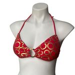 Victoria's Secret NWOT, Red Gold Metallic Center Gold Ring Bikini Top, Sz M Photo 8