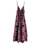 ZARA  poplin maxi floral pink dress size S 100% cotton sleeveless with pockets Photo 2