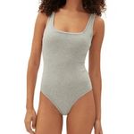 GapBody Heather Gray Cotton Ribbed Thong Bodysuit Large NWT Photo 7