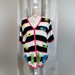 Hampshire Studio 2X Summer Cardigan —Striped Beach Theme Embroidered Sweater Top Blue Size XXL Photo 1
