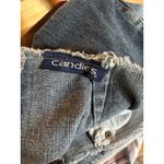 Candie's  Denim Mini Skirt Frayed Hem Y2K Front Zip‎ Pockets Blue Photo 4
