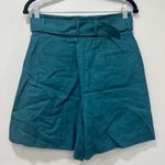 Lafayette 148  Womens Shorts 2 NWT $375 Linen Deep Lagoon Blue Belted‎ Bermuda Photo 2