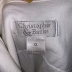 Christopher & Banks  white embroidered beach summer 3/4 sleeve button down shirt Photo 7