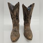 Laredo  Women's  Lucretia Brown Snip Toe Studded Snake Inlay Cow Boy Boot Size 10 Photo 2