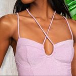 Lulus Lulu’s Fantastic Figure Shiny Lilac Tie-Back Bodycon Mini Dress XL Photo 5