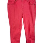 Style & Co Cotton Coral Pink Cherry On Top High Rise Curvy Capri Jeans Size 12 Photo 1