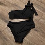 Shade & Shore New Elegant Black One-Shoulder Swimsuit  Size Medium Photo 1
