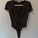 Rehab Black Nasty Gal Deep V Cut Bodysuit, Small Photo 0