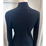 Maria McManus Cutout High Neck Large Black Ribbed Dress Long Sleeve Cocktail Photo 6