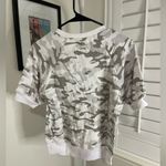 Sundry For Evereve White Gray Camo Print Terry Cotton Shirt Size XS Photo 2