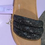 Top Moda NWT Black Rhinestone Sandals Womens 9 Flats Chic Casual Capsule Shoes Photo 4