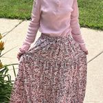 Floral Tiered Maxi Skirt High Waist Pink Photo 7