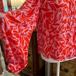 Veronica Beard  Vibrant Red and Pink Ashlynn Button Down Top Silk/Viscose Photo 2