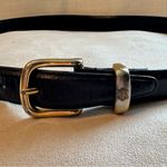 Calvin Klein  Black Leather Belt with Gold Buckle Medium Photo 1