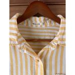 Marine layer  Jane Relaxed Linen Shirt Yellow/ White Striped Women’s size Medium Photo 6