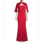 Black Halo  Cristanta Caplet Mermaid Gown Molten Red Size 10 Sleeved Satin Maxi Photo 4