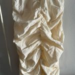 Pretty Little Thing NWT Maternity Cream Linen Mix Ruched Detail Bodycon Mini Dress 4 Photo 8