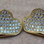Gold Plated Heart Shaped CZ Stud Earrings Photo 0