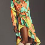 Farm Rio  Long Sleeve Midi Dress Green Floral NWT Photo 0