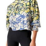 FP Movement Free People Inspire Printed Layer Faded Poppy Black XS NWT Blue Photo 0